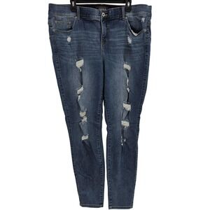 Torrid Jeans Womens 22T Blue Distressed Bombshell Skinny‎ Denim Ripped Premium